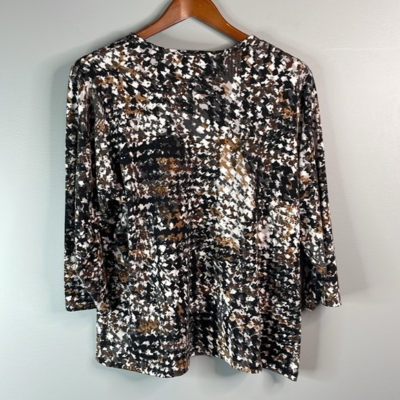 TNL Mode Patterned Lightweight Knit Sweater Black Camel Grey White 3/4 Sleeve 1X - Picture 7 of 10